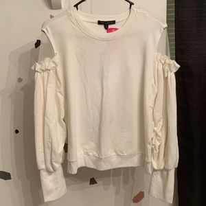 White sweater with sheer shoulders